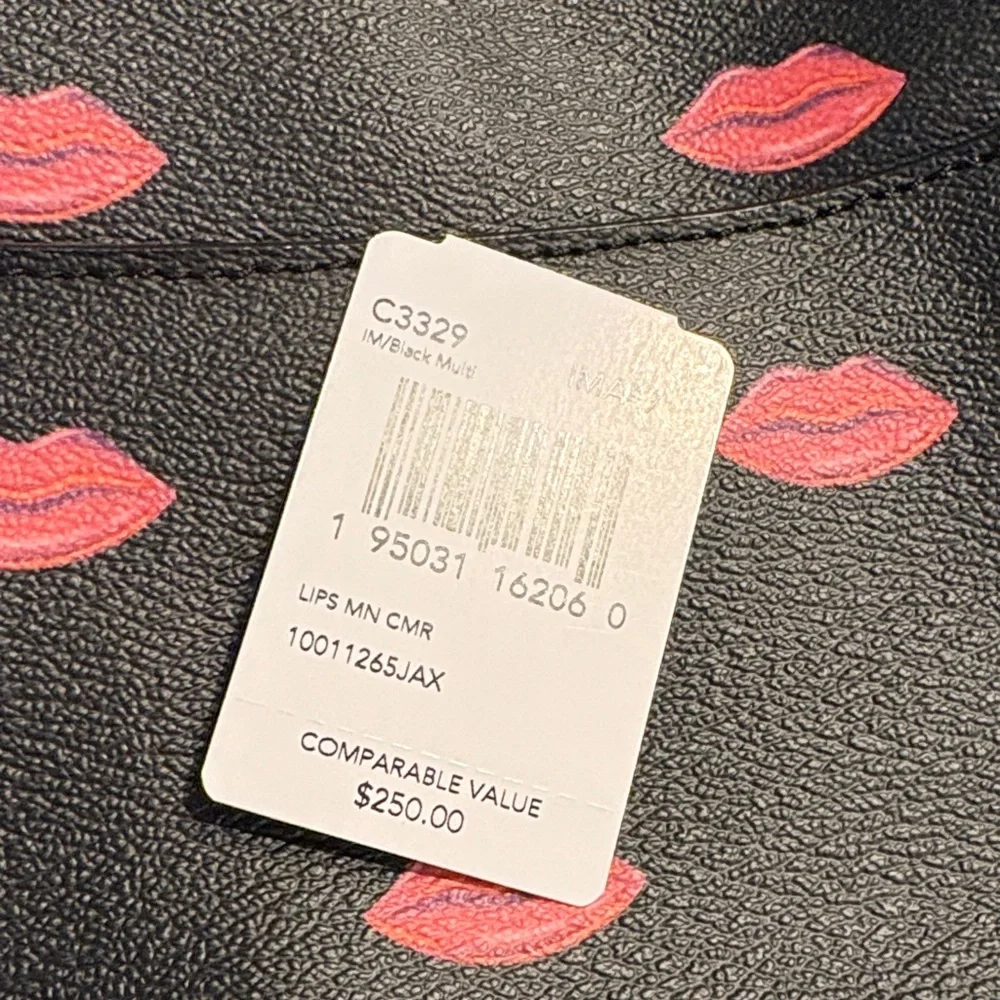 Coach Black Crossbody Bag with Pink Lip Prints - Picture 8 of 8